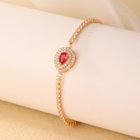 Copper K Gold Plated Vintage Style Simple Style Plating Inlay Water Droplets Zircon Bracelets Earrings sku image 9