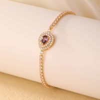 Copper K Gold Plated Vintage Style Simple Style Plating Inlay Water Droplets Zircon Bracelets Earrings sku image 10