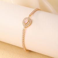 Copper K Gold Plated Vintage Style Simple Style Plating Inlay Water Droplets Zircon Bracelets Earrings sku image 12