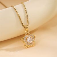 Stainless Steel Titanium Steel 18K Gold Plated Cute Shiny Plating Inlay Star Heart Shape Zircon Pendant Necklace main image 3