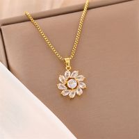 Stainless Steel 18K Gold Plated Sweet Plating Inlay Round Oval Heart Shape Artificial Diamond Pendant Necklace main image 10