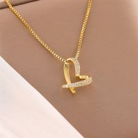 Stainless Steel 18K Gold Plated Sweet Plating Inlay Round Oval Heart Shape Artificial Diamond Pendant Necklace main image 6