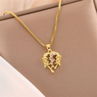 Stainless Steel 18K Gold Plated Sweet Plating Inlay Round Oval Heart Shape Artificial Diamond Pendant Necklace main image 5