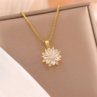 Stainless Steel 18K Gold Plated Sweet Plating Inlay Round Oval Heart Shape Artificial Diamond Pendant Necklace main image 2