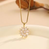 Stainless Steel Titanium Steel 18K Gold Plated Cute Plating Inlay Snowflake Zircon Pendant Necklace main image 4