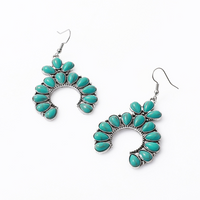 1 Pair Elegant Retro Ethnic Style Geometric Inlay Alloy Turquoise Silver Plated Drop Earrings main image 3
