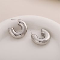 1 Pair Simple Style C Shape Plating Stainless Steel Titanium Steel Ear Studs main image 3