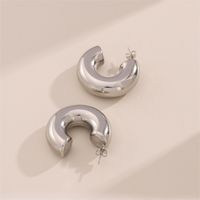 1 Pair Simple Style C Shape Plating Stainless Steel Titanium Steel Ear Studs main image 4