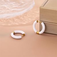 1 Pair Simple Style Circle Enamel Plating Stainless Steel Titanium Steel 18K Gold Plated Earrings main image 6