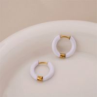 1 Pair Simple Style Circle Enamel Plating Stainless Steel Titanium Steel 18K Gold Plated Earrings sku image 1
