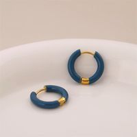 1 Pair Simple Style Circle Enamel Plating Stainless Steel Titanium Steel 18K Gold Plated Earrings sku image 5