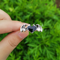 Retro Heart Shape Wings Alloy Plating Ancient Silver-plated Women's Rings sku image 1