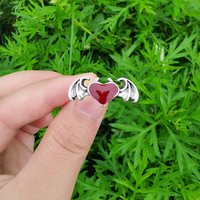 Retro Heart Shape Wings Alloy Plating Ancient Silver-plated Women's Rings sku image 2