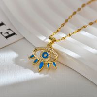 Modern Style Eye Copper Gold Plated Zircon Pendant Necklace In Bulk main image 5