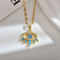 Modern Style Eye Copper Gold Plated Zircon Pendant Necklace In Bulk sku image 2