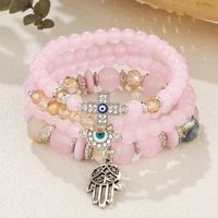 Style Ethnique Traverser Paume Œil Verre Perlé Couches Incruster Strass Femmes Bracelets 1 Pièce sku image 2