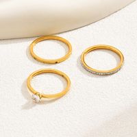 201 Stainless Steel 18K Gold Plated Casual Basic Vacation Plating Inlay Solid Color Zircon Rings main image 3