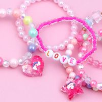 Cute Handmade Sweet Pentagram Heart Shape Arylic Plastic Resin Beaded Handmade Girl's Bracelets main image 2