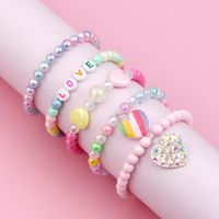 Cute Handmade Sweet Heart Shape Arylic Synthetic Resin Beaded Handmade Girl's Bracelets main image 5