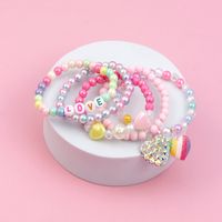 Cute Handmade Sweet Heart Shape Arylic Synthetic Resin Beaded Handmade Girl's Bracelets main image 4