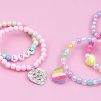 Cute Handmade Sweet Heart Shape Arylic Synthetic Resin Beaded Handmade Girl's Bracelets main image 2