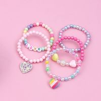 Cute Handmade Sweet Heart Shape Arylic Synthetic Resin Beaded Handmade Girl's Bracelets main image 1