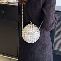 White Pink Gold Pu Leather Solid Color Sequins Round Evening Bags main image 7