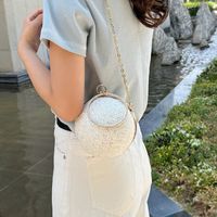 White Pink Gold Pu Leather Solid Color Sequins Round Evening Bags main image 2