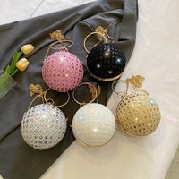 White Pink Gold Pu Leather Solid Color Sequins Round Evening Bags main image 1