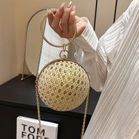 White Pink Gold Pu Leather Solid Color Sequins Round Evening Bags main image 4