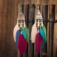Ethnic Style Geometric Feather Tassel Plating Women's Drop Earrings 1 Pair sku image 27