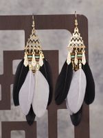 Ethnic Style Geometric Feather Tassel Plating Women's Drop Earrings 1 Pair sku image 30