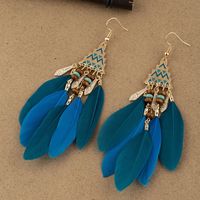 1 Pair Vintage Style Bohemian Geometric Color Block Plating Alloy Feather Ear Hook main image 4
