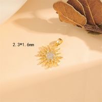 Wholesale Cute Handmade Shiny Sunflower Leaves Heart Shape Brass Plating Inlay 18K Gold Plated Zircon sku image 5