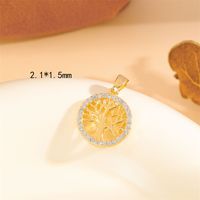 Wholesale Cute Handmade Shiny Sunflower Leaves Heart Shape Brass Plating Inlay 18K Gold Plated Zircon sku image 12