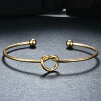 Handmade Solid Color Knot Stainless Steel 18K Gold Plated Cuff Bracelets In Bulk main image 5