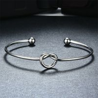 Handmade Solid Color Knot Stainless Steel 18K Gold Plated Cuff Bracelets In Bulk main image 3