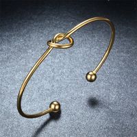 Handmade Solid Color Knot Stainless Steel 18K Gold Plated Cuff Bracelets In Bulk main image 7