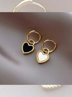 1 Pair Casual Simple Style Heart Shape Plating Inlay Titanium Steel Acrylic 18K Gold Plated Earrings main image 1