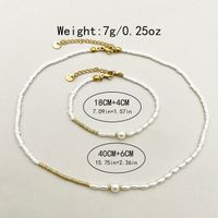 Wholesale Jewelry Lady Vacation Round Stainless Steel Imitation Pearl Gold Plated Plating Bracelets Necklace main image 2