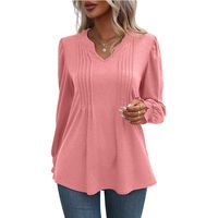 Women's T-shirt Long Sleeve T-shirts Pleated Casual Solid Color main image 5