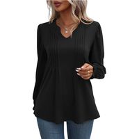 Women's T-shirt Long Sleeve T-shirts Pleated Casual Solid Color main image 3
