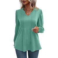 Women's T-shirt Long Sleeve T-shirts Pleated Casual Solid Color main image 2
