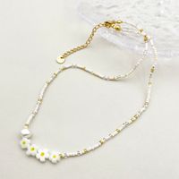 Sweet Pastoral Flower Gold Plated Crystal Pearl Beads 304 Stainless Steel Beaded Wholesale Bracelets Necklace sku image 2