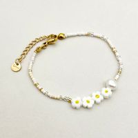 Sweet Pastoral Flower Gold Plated Crystal Pearl Beads 304 Stainless Steel Beaded Wholesale Bracelets Necklace sku image 1