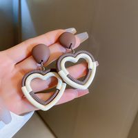 1 Pair Modern Style Heart Shape Plating Alloy Drop Earrings sku image 1