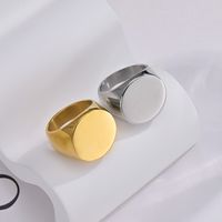 Retro Simple Style Square Oval 304 Stainless Steel Plating 18K Gold Plated Unisex Wide Band Rings Rings main image 3