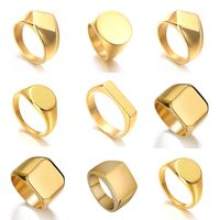 Retro Simple Style Square Oval 304 Stainless Steel Plating 18K Gold Plated Unisex Wide Band Rings Rings main image 1