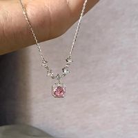 Sweet Round Sterling Silver Inlay Zircon Pendant Necklace main image 1