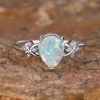Simple Style Water Droplets Copper Inlay Opal Zircon Rings main image 1